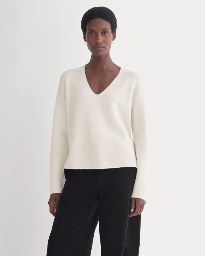 Bouclé Oversized Deep V-Neck Sweater by Everlane